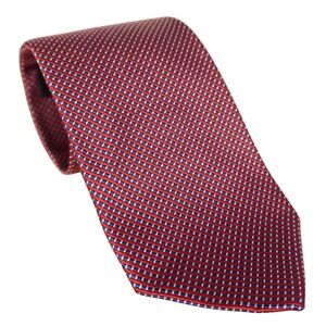 Brooks Brothers 346 Tie Mens Red Navy Blue USA Micro Pattern Pure Silk 3.75/58